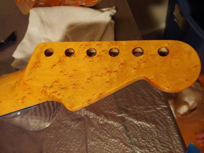 JM 1st coat tru oil back of headstock.jpg