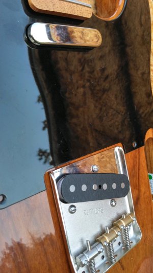 Tele build WIP close up of bridge and pickup assembly etc.JPG