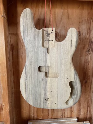 Keda Dye - Warmoth guitar build in progress. Colored wood is after